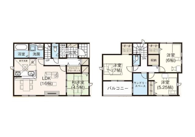 新築　富岡市富岡2期　GRAFARE　１号棟の間取り|建物面積111.99㎡　シューズインクローク・ウォークインクローゼット・各部屋収納付きで便利です！インナーバルコニーなので急な雨でもお洗濯物も安心です。