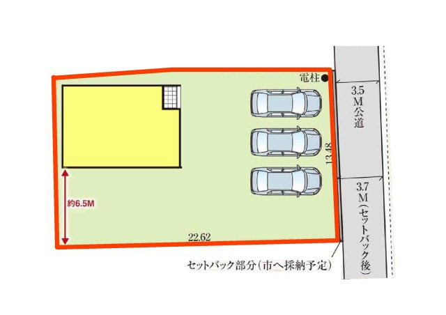 新築　富岡市富岡2期　GRAFARE　１号棟の区画図|1号棟　区画図　東側接道幅員約3.5ｍ

