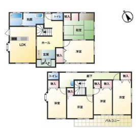 鴻巣市箕田　中古一戸建ての間取り|鴻巣市箕田　中古一戸建て、6LDK、土地面積131.37m2、建物面積133.75m2