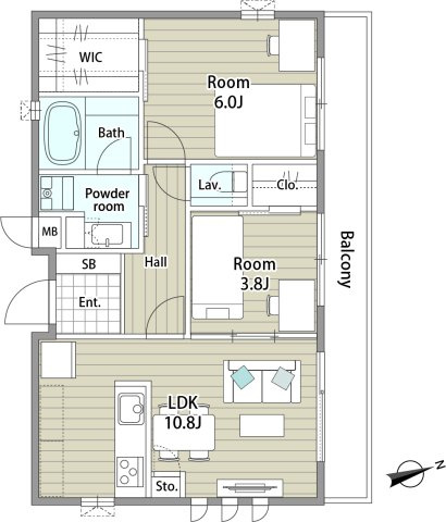 CLIVIA八幡の間取り|部屋それぞれの空間面積をたっぷりとっています。全部屋収納付き！