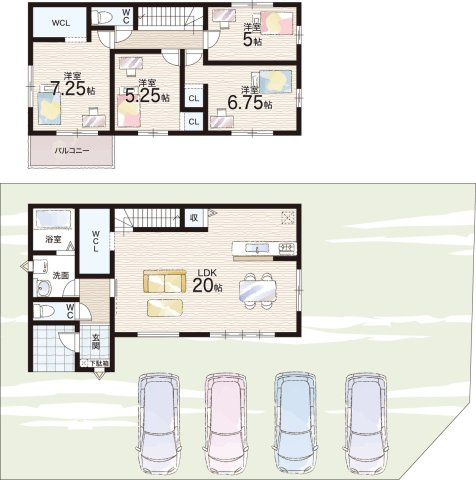 守山市荒見町　第1期　新築一戸建ての間取り