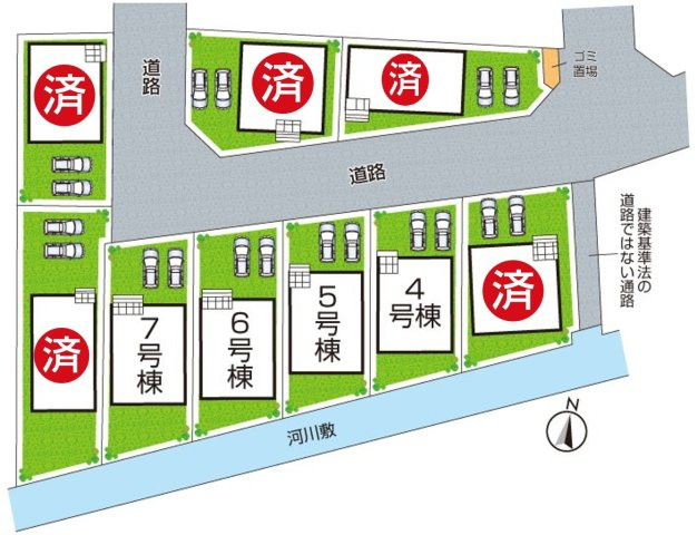 八幡市橋本尻江　第1期　新築一戸建ての区画図|全9区画
