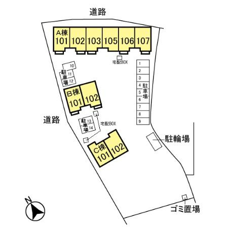 フレックスタウン小柴見の区画図