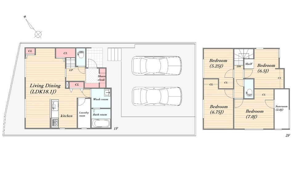 広島市佐伯区五日市町大字昭和台　新築一戸建ての間取り