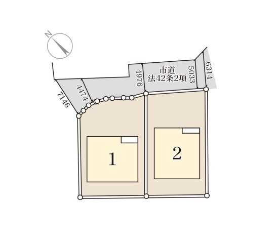 熊本県菊池市泗水町永第1₋2棟(1号棟)の区画図|配置図（1号棟）