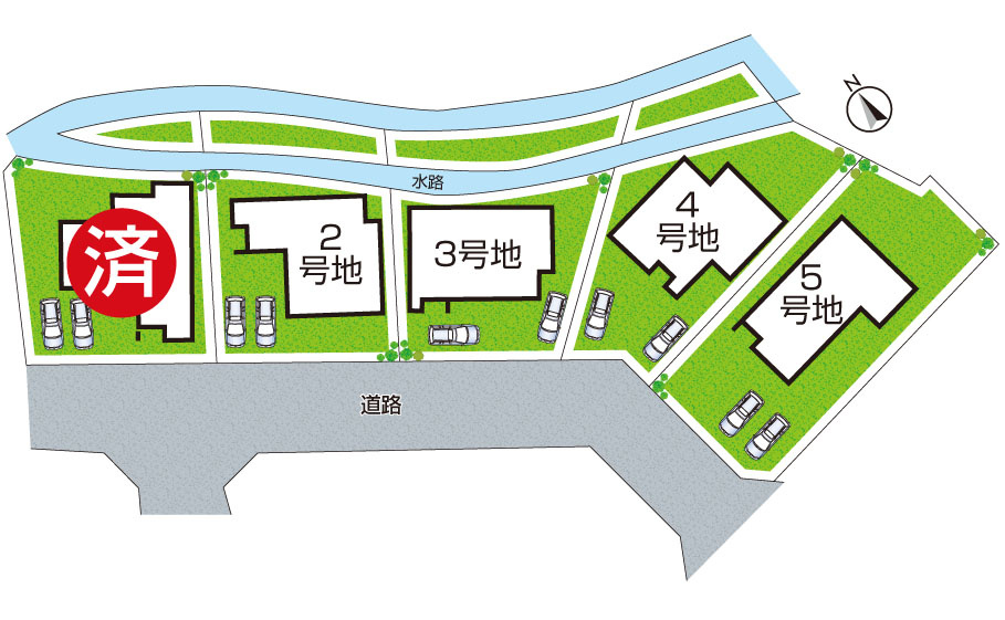 貝塚市水間　新築一戸建ての区画図|全5区画