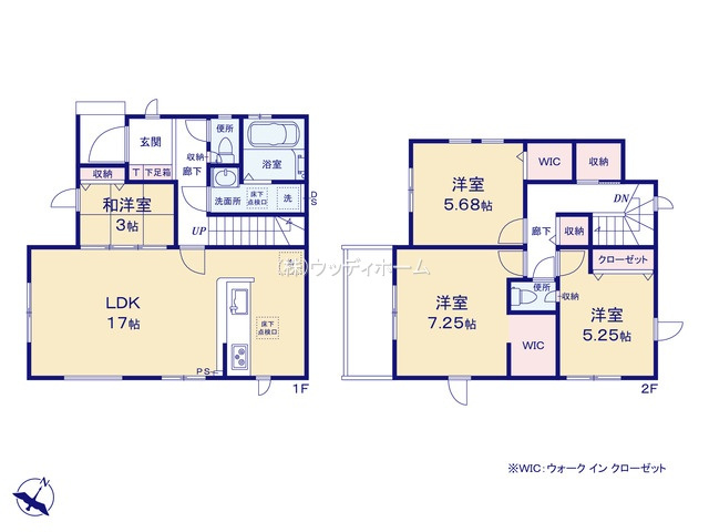 越谷市東越谷20期　新築一戸建ての間取り