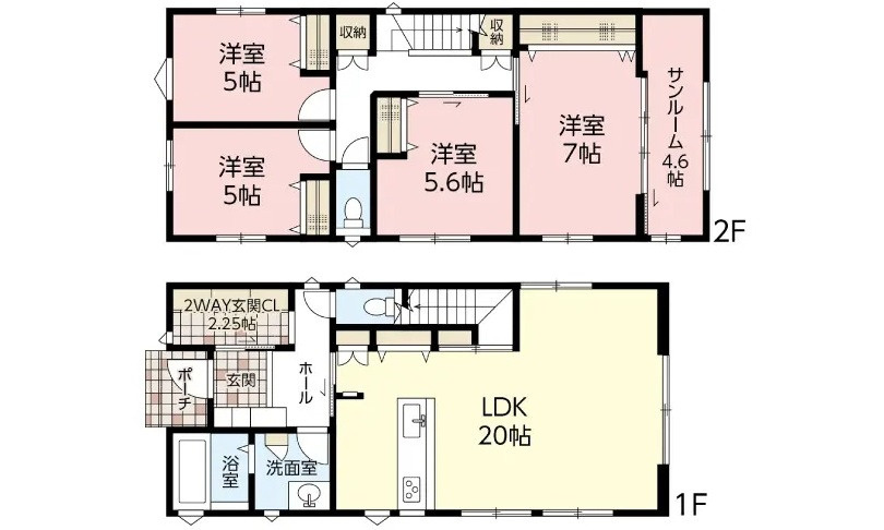 広島市佐伯区三宅5丁目　新築一戸建て(全2棟)の間取り