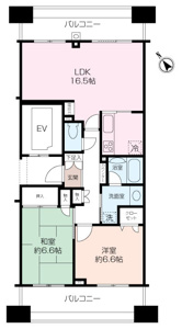 北東側、南西側の２面にバルコニーがございます。目の前は遮る物がなく、解放的で風通しも良いです。
