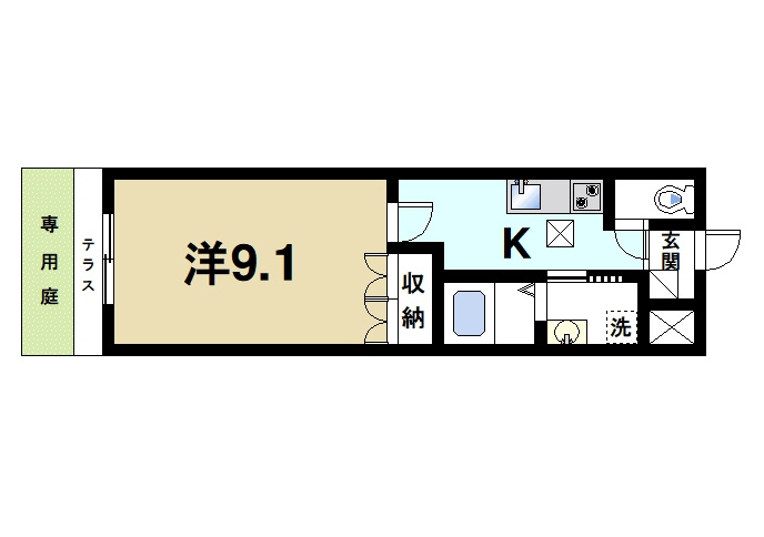 ゴールド・クレストの間取り|1Kのお部屋です