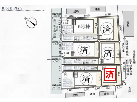 【区画図】 | 【仲介手数料０円】秦野市栄町第1　新築一戸建て　6号棟　全6棟 | 秦野市栄町第1　新築一戸建て　全6棟