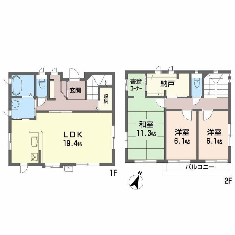 合志市須屋の一戸建ての間取り