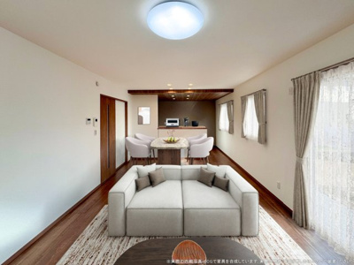 【居間・リビング】 | 【LDK　CG家具設置イメージ】
※画像に含まれる家具家電はCGで作成したイメージです。実際の物件には付帯しません。