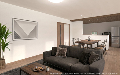 【完成予想図】 | 【LDK　CG家具設置イメージ】
※画像に含まれる家具家電はCGで作成したイメージです。実際の物件には付帯しません。