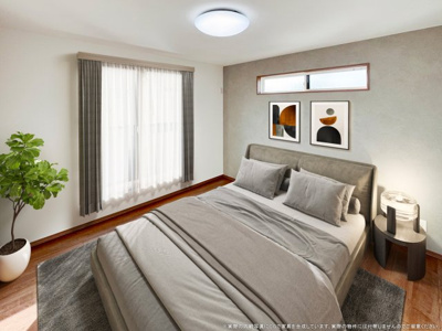 【寝室】 | 【主寝室　CG家具設置イメージ】
※画像に含まれる家具家電はCGで作成したイメージです。実際の物件には付帯しません。