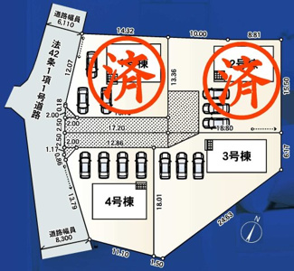 【区画図】 | 西郷村米堀川向新築一戸建て4棟