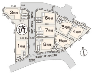【区画図】 | 【仲介手数料無料！！】稲城市若葉台1丁目　新築戸建て（全9区画）6号棟 5980万円 | 私道：429.96㎡　持分：14分の1