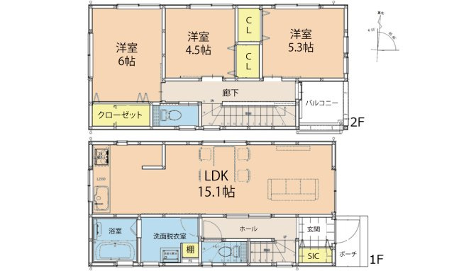 広島市安佐北区口田南4丁目　新築一戸建ての間取り