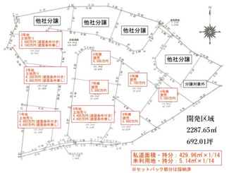 【土地図】 | 【仲介手数料無料！！】稲城市若葉台1丁目　建築条件付き売地（全9区画）3区画　3980万円 | 区画図＋価格表