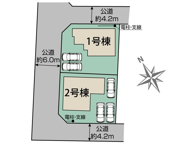 本庄市下野堂　新築住宅　①号棟の区画図