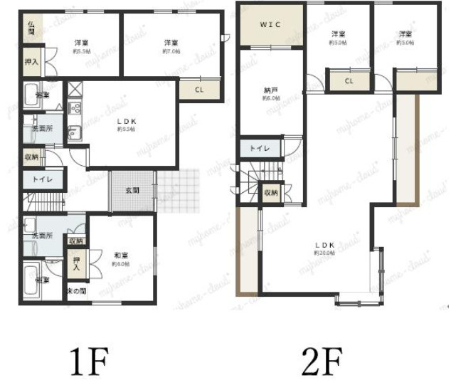 【間取り】 | 加古川市尾上町口里　中古戸建 | 1階 3LDK＋2階 2SLDK＋WICです。