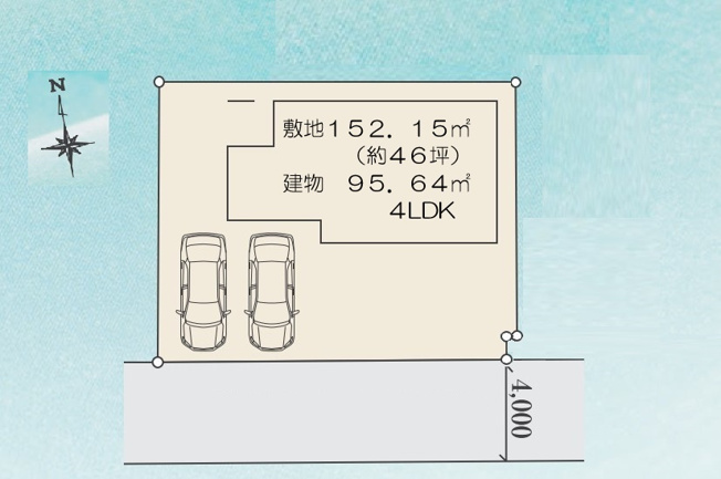 【区画図】 | 川越市砂新田3丁目　新築一戸建住宅　全1棟　(ふじみ野店) | 並列2台駐車可、南道路に面した陽当たり良好な住まい。