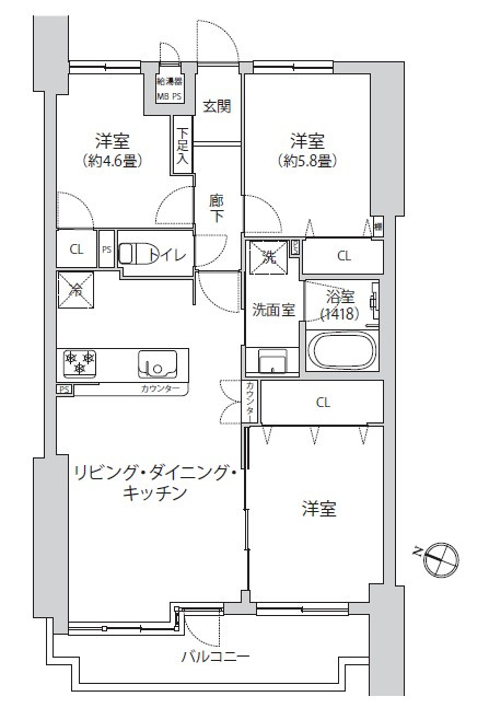 ロイヤルシャトー入船公園(鶴見区朝日町1丁目）の間取り|3LDK