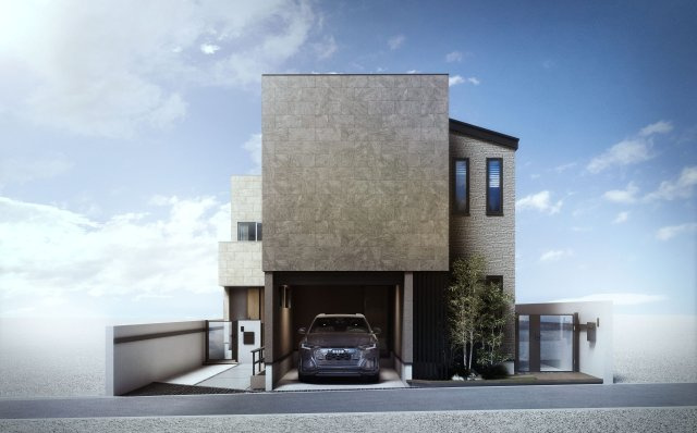 目黒区柿の木坂　新築戸建1号棟の外観パース