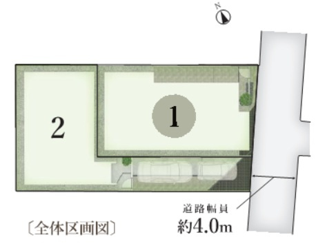 目黒区柿の木坂　新築戸建1号棟の区画図
