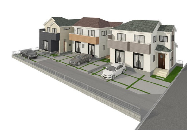 売新築戸建　静岡市葵区新伝馬3丁目の外観パース|外観パース