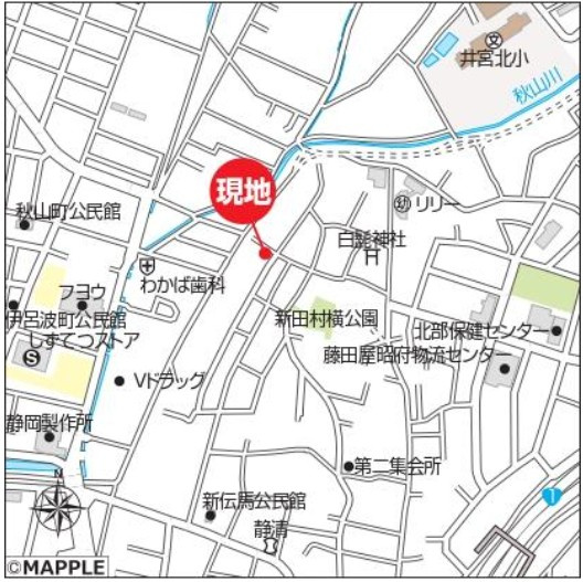 売新築戸建　静岡市葵区新伝馬3丁目の地図