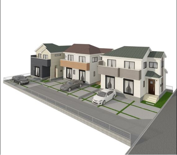 売新築戸建　静岡市葵区新伝馬３丁目の外観パース|外観パース