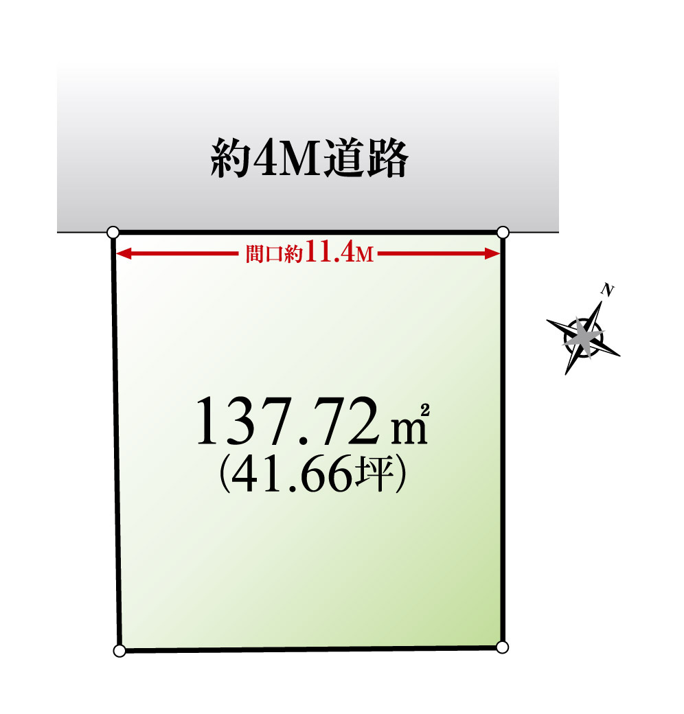 板橋区西台2丁目 限定1棟の区画図|土地面積137.72m2 
北側道路に面する整形地
建築条件ございません
お好きなプランで建築できます