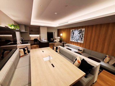 【その他共用部分】 | クレヴィア三軒茶屋 | 入居者様だけが利用できる、ホテルライクな共用ラウンジ。自宅の延長として、来客時のゲストルームや、気分を変えたい時のワークスペース、読書など、様々な用途でご利用いただけます。