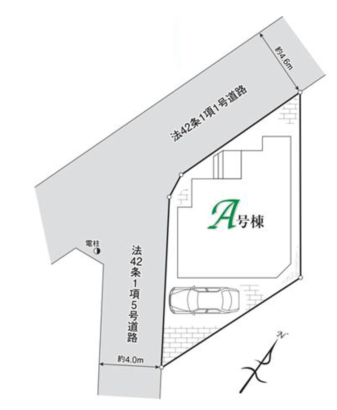 狭山市水野・全1棟　新築一戸建　～長期優良住宅認定物件～の区画図|角地、カースペース1台分。