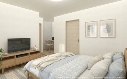 【完成予想図】 | 【主寝室　イメージパース】
※画像は設計図面を基に作成したイメージです。