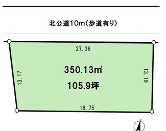 【土地図】 | 狭山市堀兼　建築条件なし売地　「入曽駅」徒歩32分　敷地105坪　