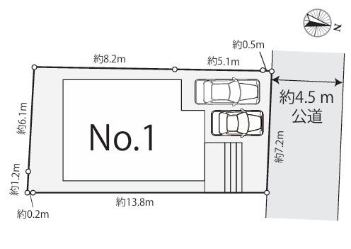 旭区今宿南町 の区画図|北道路ですが南側からの日も入る土地です。是非、現地をご確認ください。