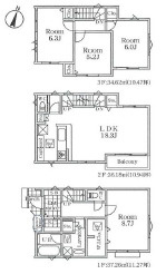 平塚市龍城ヶ丘　新築戸建　全3棟2号棟の間取り