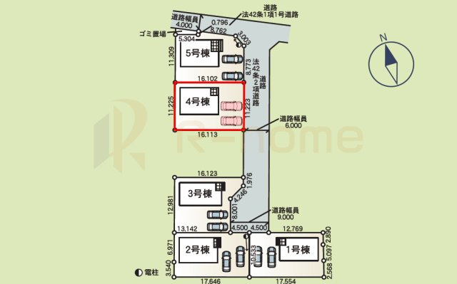 土浦市並木第15　新築戸建て　4号棟の区画図|大きなお買い物だからこそ、メリット・デメリットを伝えさせて頂きます。
R-homeにお任せください♪