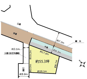 『鴻巣駅』東口19分・中央小学校まで10分圏内の住宅地の土地図