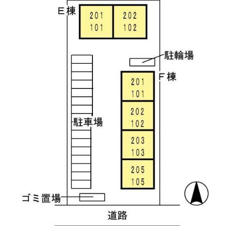 メルベーユ富の原F棟の区画図
