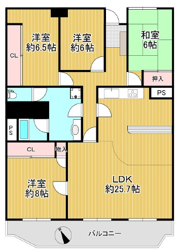 夙川台サンハイツD棟の間取り