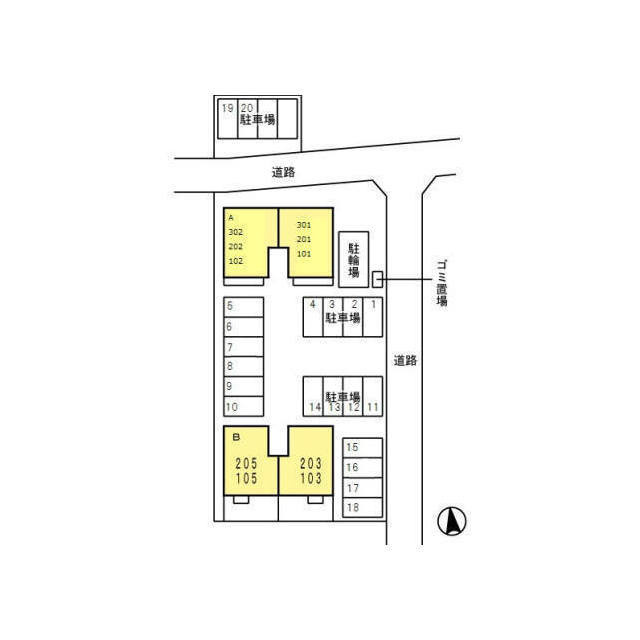 各務原市鵜沼三ツ池町２丁目のアパートの駐車場