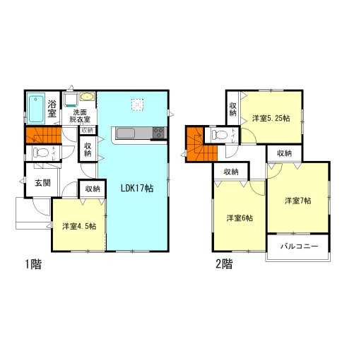 【間取り】 | ハートフルタウン高崎市石原町51ー① | 水回りを最短距離で結んだラクラク家事同線！