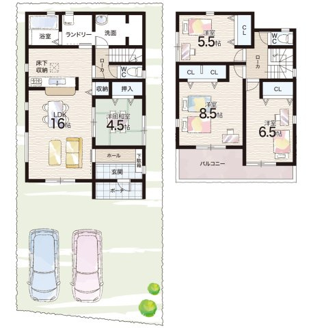 姫路市網干区津市場　新築一戸建ての間取り|2号地