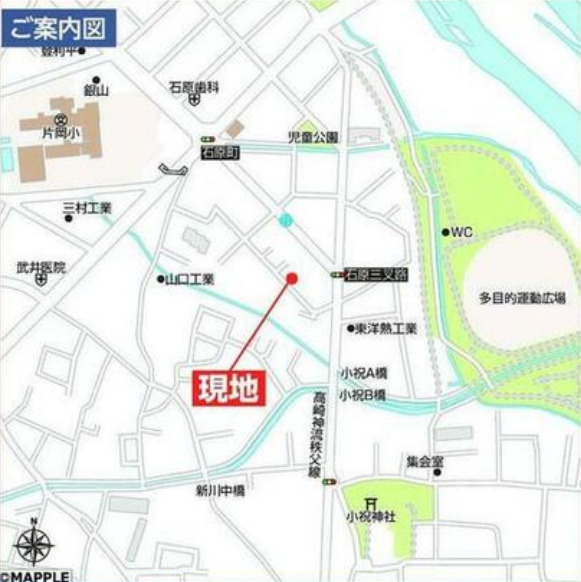 【新築】高崎市石原町　限定1棟　ハートフルタウン　新築建売の地図
