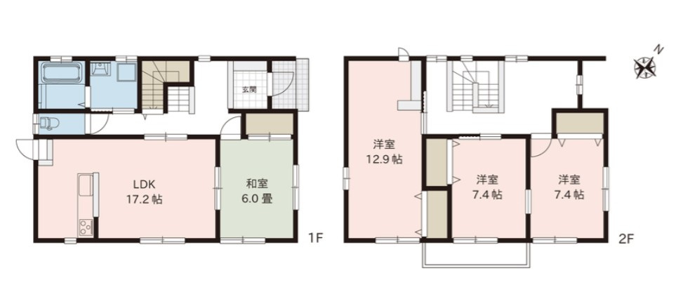 伊那市山寺　中古戸建の間取り|全居室南東向き、ファミリーにおすすめ和室のある4LDKです。