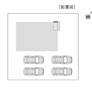 伊那市山寺　中古戸建の区画図|土地約82坪、カースペースは4台駐車可能です。