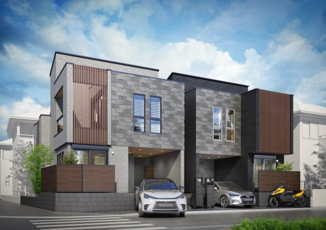 板橋区高島平5丁目 全2棟 A号棟の外観パース|意匠性と実用性を兼ね備えたコートラインを施工
来る者を魅了する美しい外観
角地を含む全2棟
イラストは図面を基に起こしたもので実際のものとは多少異なる場合がございます